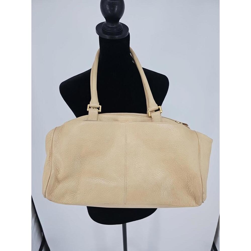 Brahmin Satchel Bag Vintage Retro Glam Tan Pebbled Leather Double Handle Handbag - Picture 4 of 9